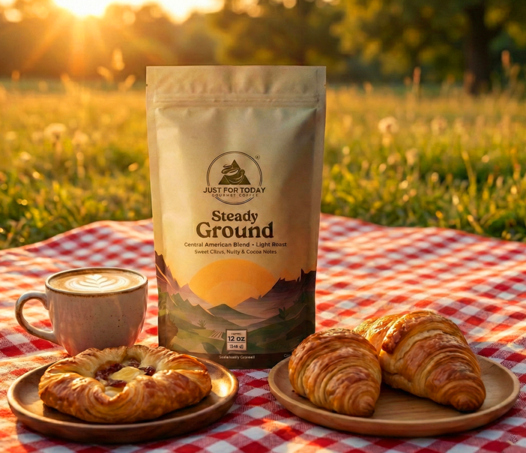 Just For Today Gourmet Coffee. Steady Ground.